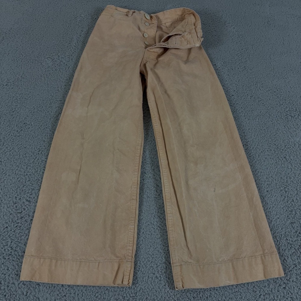 Jesse‎ Kamm Sailor Pants Tan High Waist Organic Cotton Wide Leg Trouser Designer
